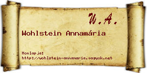 Wohlstein Annamária névjegykártya